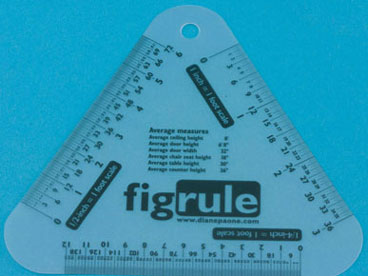 Dollhouse Miniature Three Scale Ruler, Inches